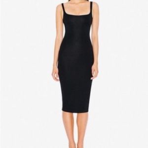 AMERICAN APPAREL MIDI BODYCON DRESS IN BEIGE